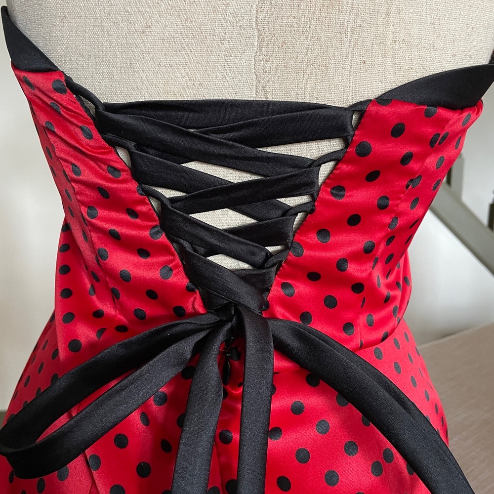 Vintage 90s Polka Dot Lace-Up Party Dress Zum Zum Niki Livas  Size 3-4 Fits: 00 - Picture 8 of 16